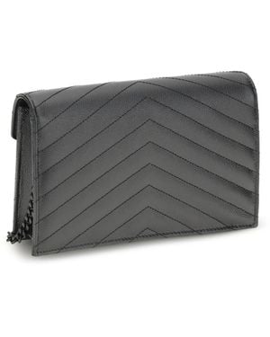Saint Laurent Shoulder Bag Cassandre Calf Leather Wallets & Purses - Gray