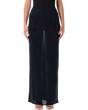 Jean Paul Gaultier Long Sheer Skirt With Lingerie Details - Black