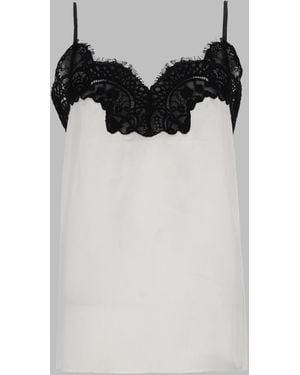 no_brand_found Silk And Lace Top Tops - Black