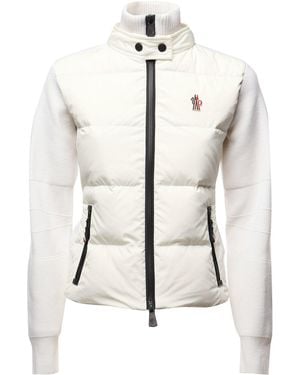 Moncler Padded Wool Cardigan With Zipper - White