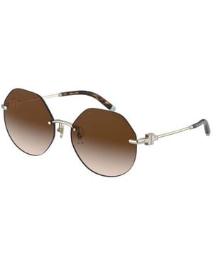 Tiffany & Co. Sunglasses Round Rimless, Pale Frame And Gradient Lens Tf307760213B - Brown