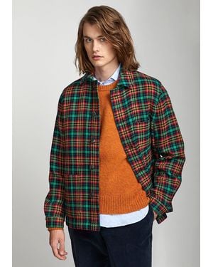 Doppiaa Aasti Checked Wool Overshirt Coats & Jackets - Blue