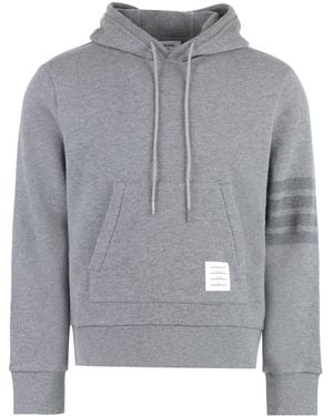 Thom Browne Knitted Hoodie Wool Knitwear - Grey