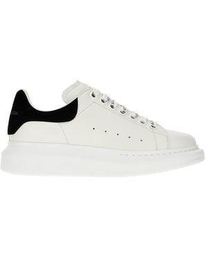 McQueen Leather Sneakers With Suede Heel - White
