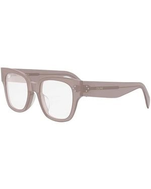 Celine Eyeglasses Square Full Rim, Shiny Light Frame And Clear Demo Lens Cl50110U045 - Gray