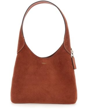 COACH Shoulder Bag Suede Brooklyn Shoulder Bag 28 With Leather Details For - Brown