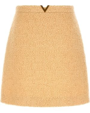 Valentino Garavani V Skirt Virgin Wool Polyamide - Natural