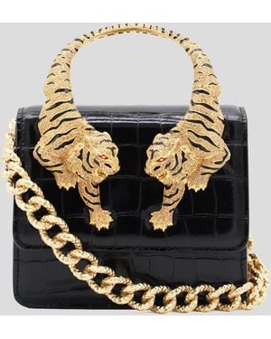 Roberto Cavalli Leather Top Handle Bag - Black