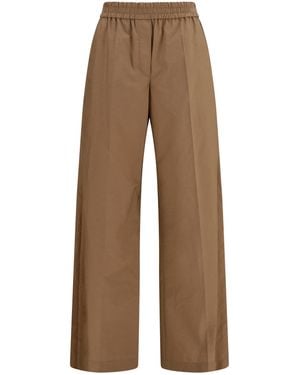 Brunello Cucinelli Trousers With Elasticated Waist Cotton; Polyamide - Brown