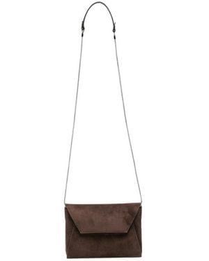 Brunello Cucinelli Suede Chain-Link Cross Body Bag - White