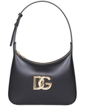 Dolce & Gabbana 3.5 Leather Shoulder Bag With Dg Logo - Blue
