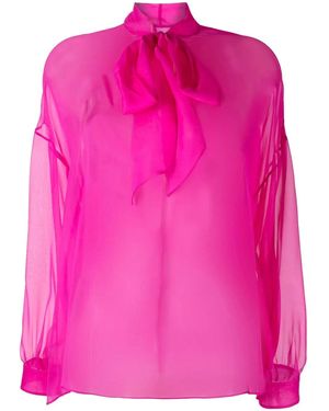 Valentino Tie-Fastening Sheer Blouse - Pink