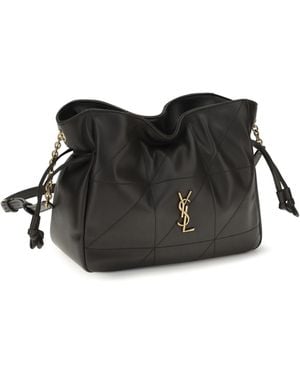 Saint Laurent Jamie Pouch With Strap Leather Lambskin Clutch Bags - Black