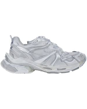Balenciaga Low Top Trainers With Logo Lettering On The Heel And Panelled Design - White