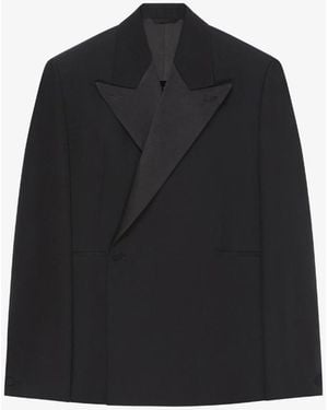 Givenchy Oversized Jacket With Satin Notch Lapel_Black Clothing