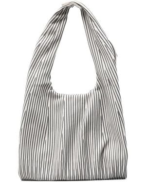 CFCL Shoulder Bag With Striped Pleated Texture Recycled Polyester - Gray