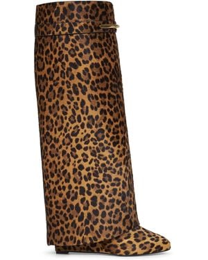 Givenchy Leopard Pony-Effect Leather Shark Pinch Knee-High Boots - Brown