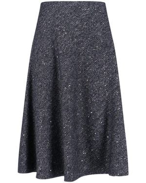 Tagliatore Flared Skirt With Textured Fabric And Sequined Detail - Blue