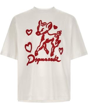 DSquared² Graphic-Print Cotton T-Shirt - White