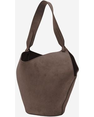 KHAITE Shoulder Bag Lotus Mini Suede Baby Calfskin - Brown
