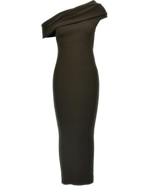 Courreges Twist Rib Knit Long Dress Viscose - Green