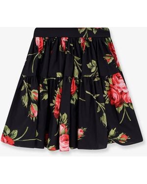 Dolce & Gabbana Cotton Skirt With Iconic Print - Black