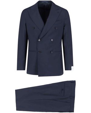 Caruso Double-Breasted Suit - Blue