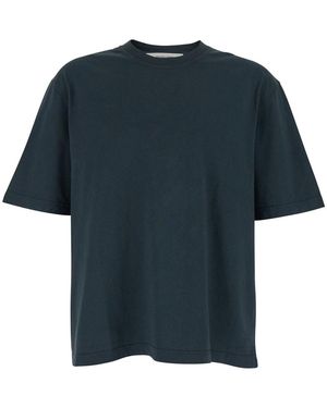 Golden Goose Crew Neck T-Shirt With Maxi Logo On The Back - Blue