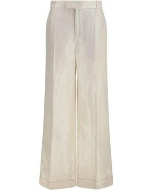 Brunello Cucinelli Beige Silk Casual Pants - Natural