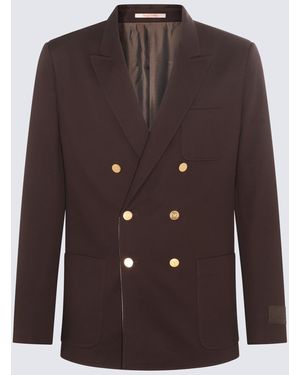 Valentino Viscose-Wool Blend Blazer - Brown