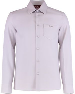 Gucci Wool Gabardine Slim-Fit Shirt - Purple