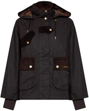 Barbour Waxed Cotton Willowmere Hooded Jacket - Black