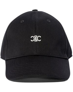 Celine Triomphe Logo Embroidered Baseball Cap - Black