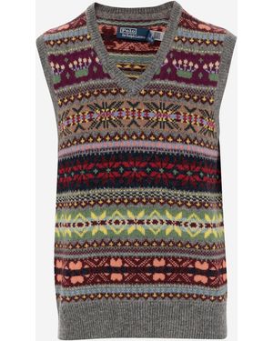 Ralph Lauren Wool Vest With Geometric Pattern - Red