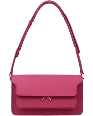 Marni Fuchsia Leather Shoulder Bags - Pink