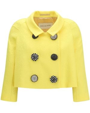 Dries Van Noten Cropped Jacket Canvas - Yellow