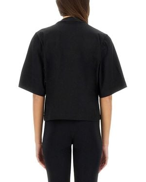 Palm Angels Logo Cropped T-Shirt Cotton T-Shirts - Black