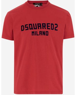 DSquared² Cotton T-Shirt With Logo - Red