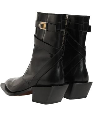 Dolce & Gabbana Leather Dg Plaque Mid Calf Boots Shoes - Black