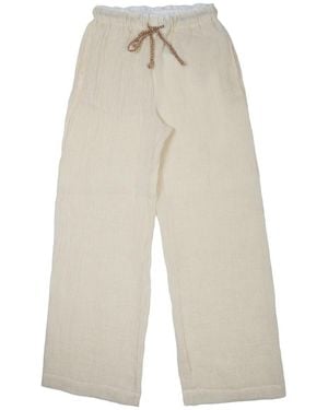 120% Lino Trousers Linen - White