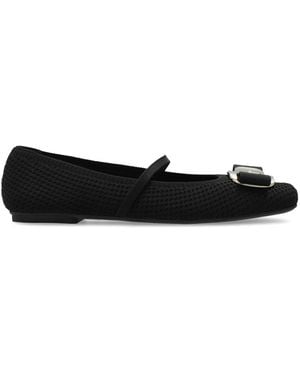 Ferragamo Logo Plaque Flat Shoes - Black