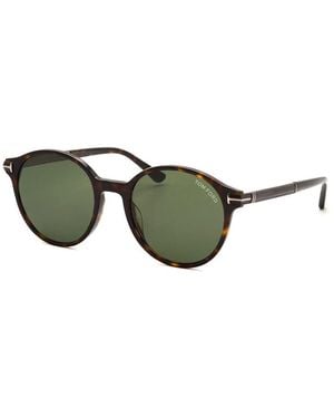 Tom Ford Sunglasses Round Full Rim, Dark Havana Frame And Lens Ft118452N - Green