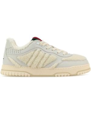 Gucci Leather And Teddy Re-Web Trainers - White