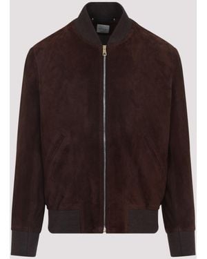 Paul Smith Regular Fit Suede Bomber Jacket - Brown