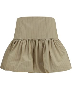 Ganni Ruffled Mini Skirt Summer Sand - Natural