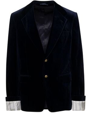 Gucci Giacca Monopetto Con Bottoni Gioiello - Blue