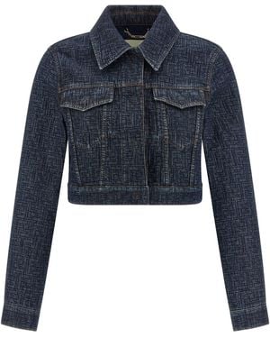 Fendi Padded Ff Jacquard Denim Bolero Jacket - Blue