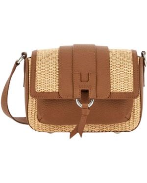 Hogan Flap Bag Raffia Calf Leather Borsa - Brown