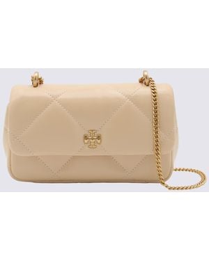 Tory Burch Cream Leather Kira Diamond Quilt Shoulder Bag - Natural