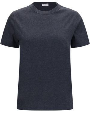 Brunello Cucinelli Monochrome T-Shirt Cotton T-Shirts - Blue